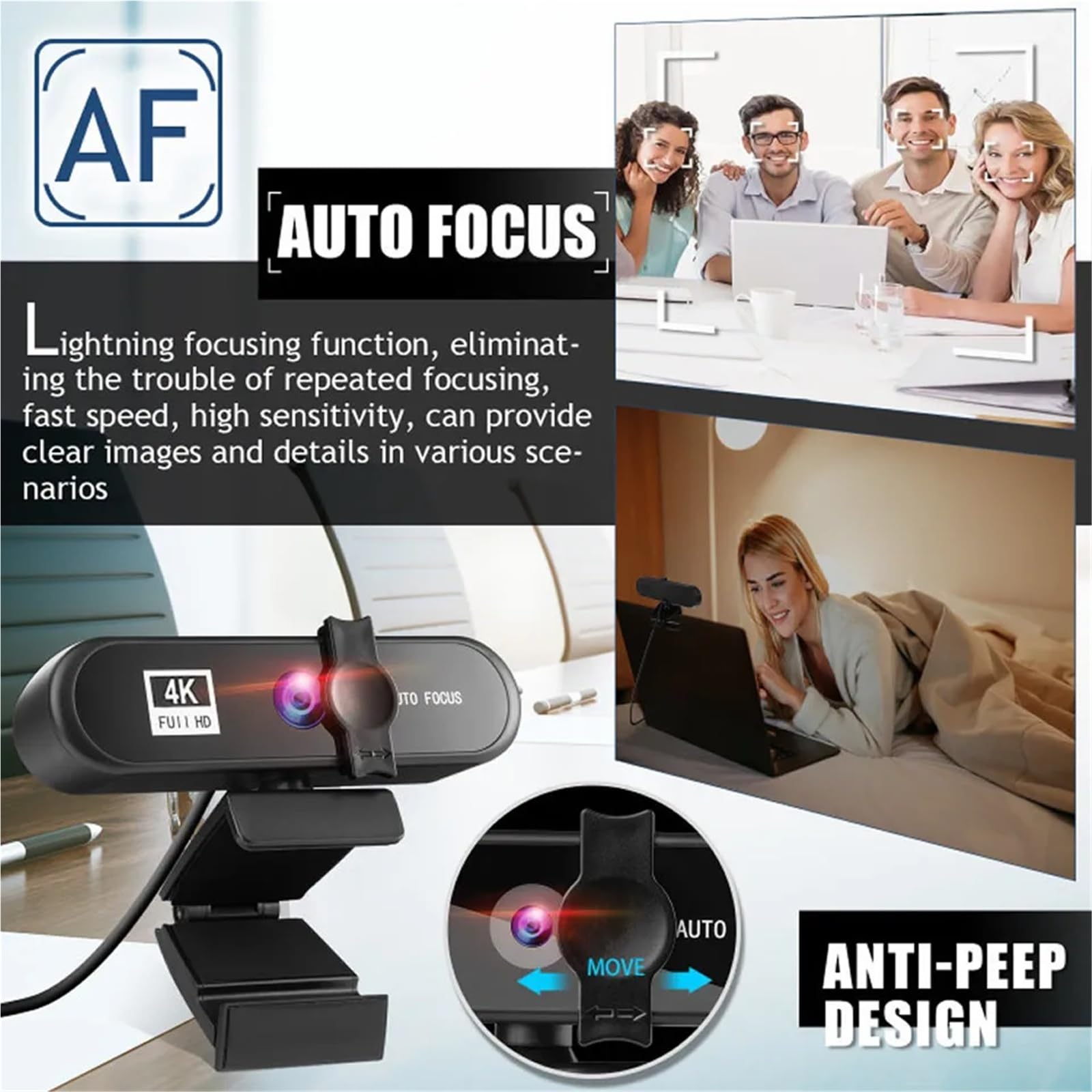 Webcam 8K 4K Sailvde Conferentie Pc con treppiede regalo Autofocus USB Web Camera Laptop Mini 1080P microfono(8K)