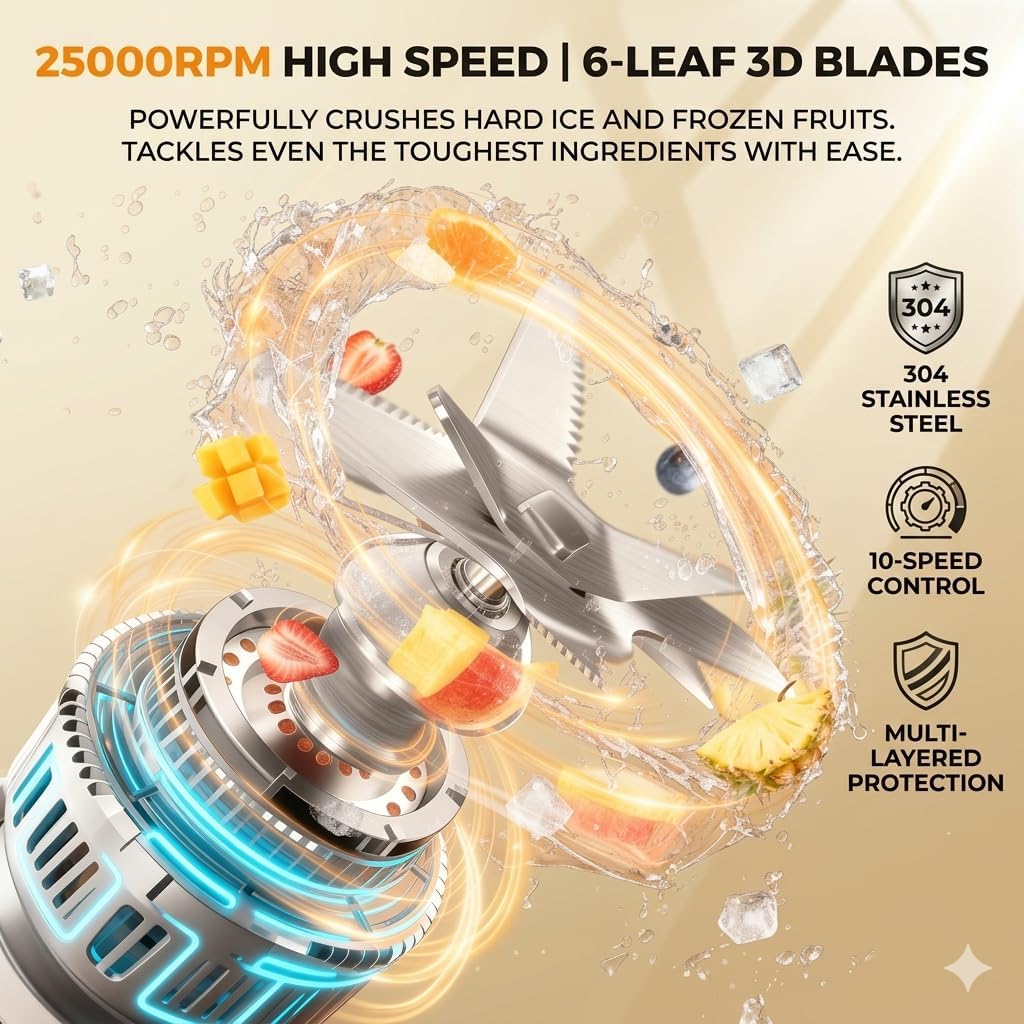 OSTBA 1600W Commercial Professional Blender for Kitchen, Heavy Duty Countertop Smoothie Blender, 68oz Large Capacity, 10-Speed Control, 6-Leaf Blades for Ice Crushing & Frozen Fruit, BPA-Free