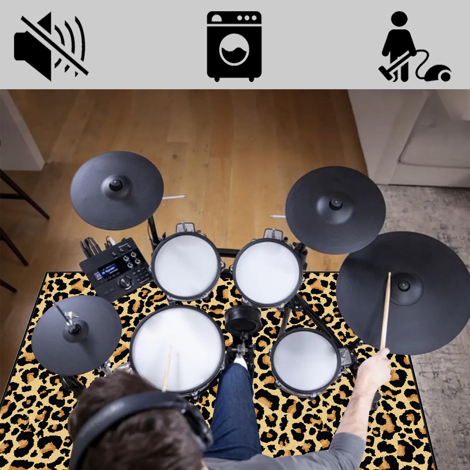 Dywaniki wodne Dźwiękoszczelny dywan bębnowy 140 x 120 cm mata do perkusyjnego perkusyjnego profesjonalnego jazzu do bębna bębna akustycznego bębna i innych instrumentów