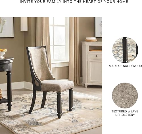 Miniatura 5 de Signature Design by Ashley Tyler Creek Urban Farmhouse Silla de comedor tapizada, 2 unidades, casi negra Negro -,Bitono