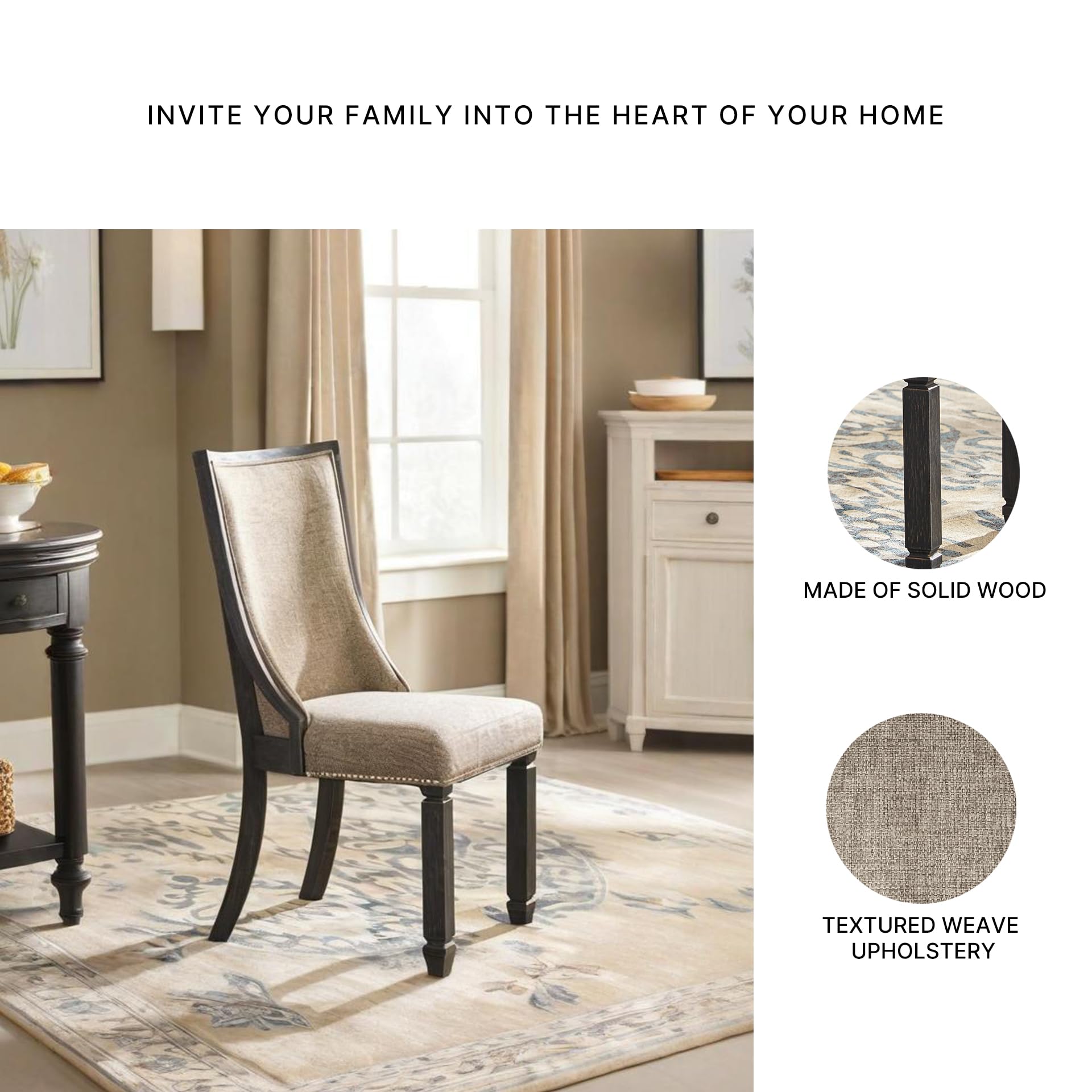 SIGNATURE DESIGN BY ASHLEY Dining-Chair, Wood, Black, 23" W x 24" D x40.75 H