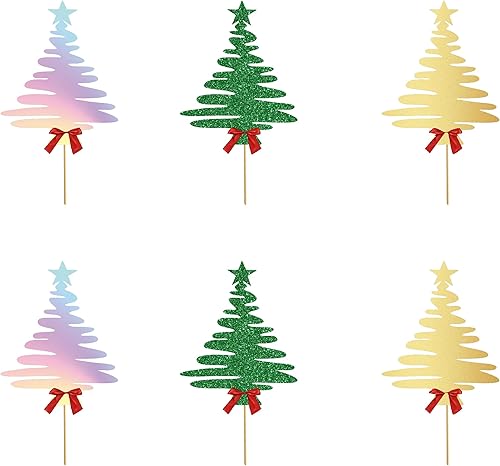 Miniatura 8 de TSJ 24 piezas de decoración de cupcakes de Navidad, palillos de dientes, suministros de fiesta de Navidad