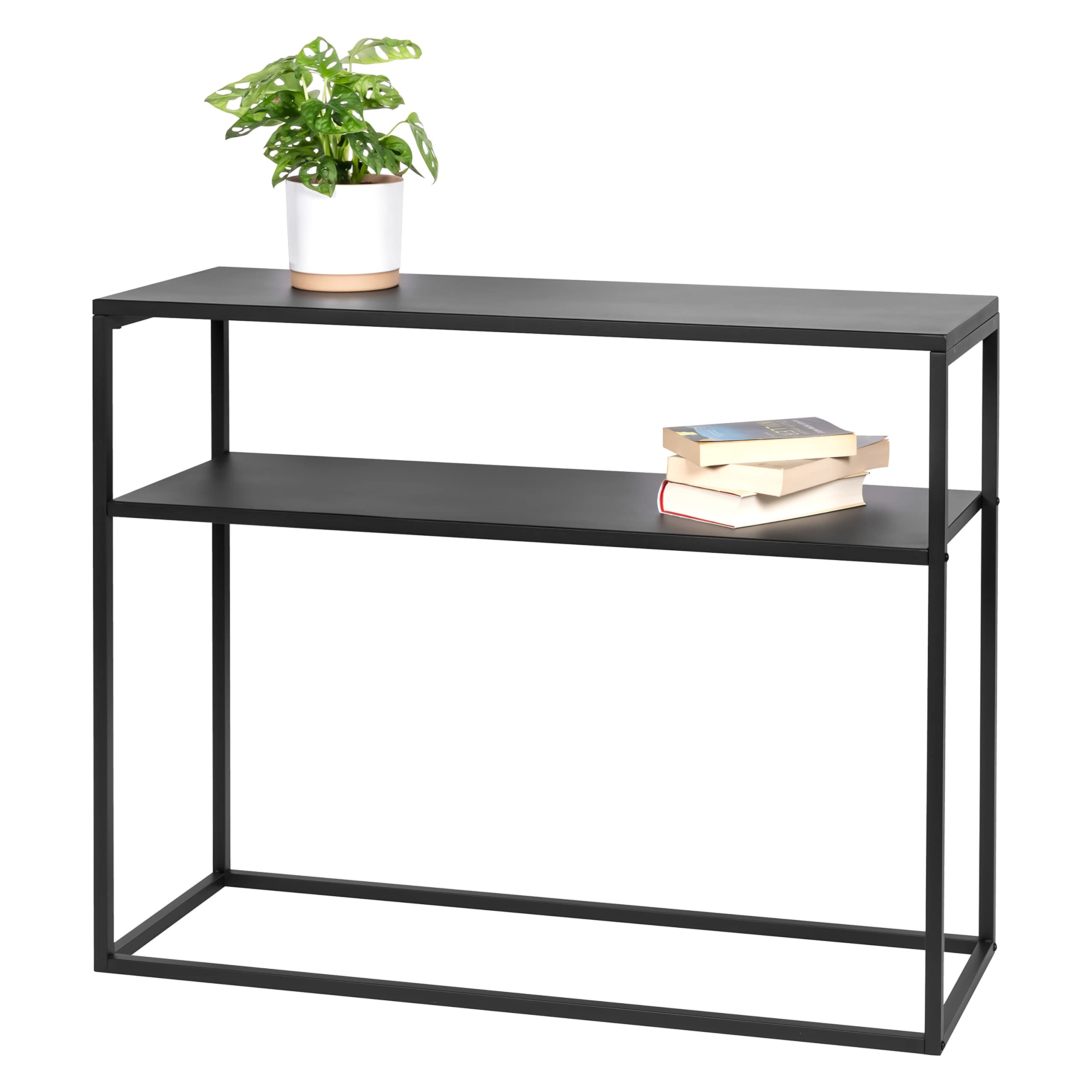 bremermann Table Console avec étagère, étagère sur Pied, Tabouret à Fleurs en métal (Noir)