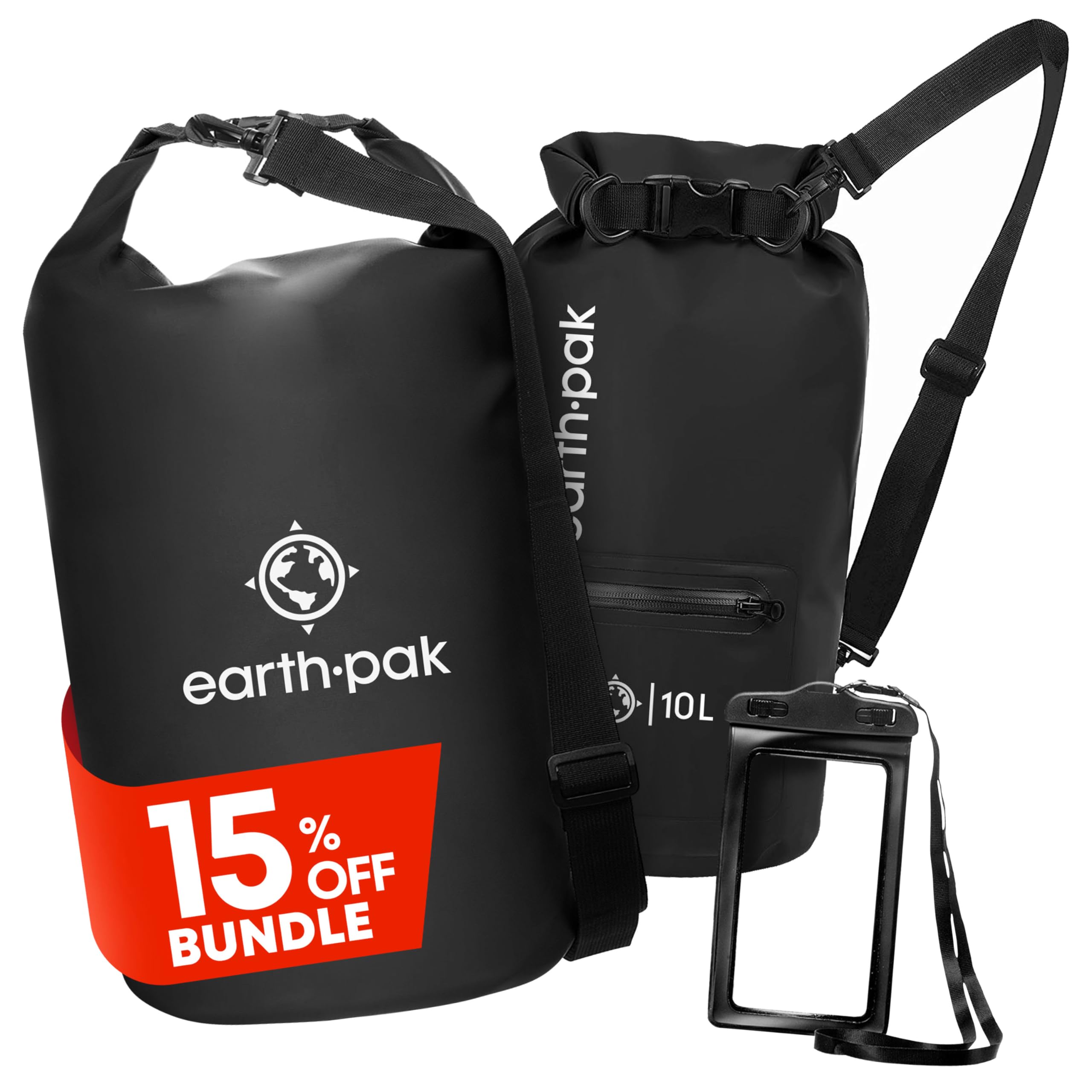 1370　Earth Pak Zippered Dry Bag ブラック　３０㍑ earth pak - Torrent Series | Waterproof Dry Bag with