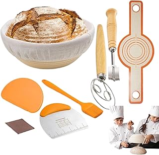 Bread Kit for Beginners, Adult Bread Kit - Homemade Bread Starting Kit - Set of Dough Fermenting Baskets, Supplies for Pro...