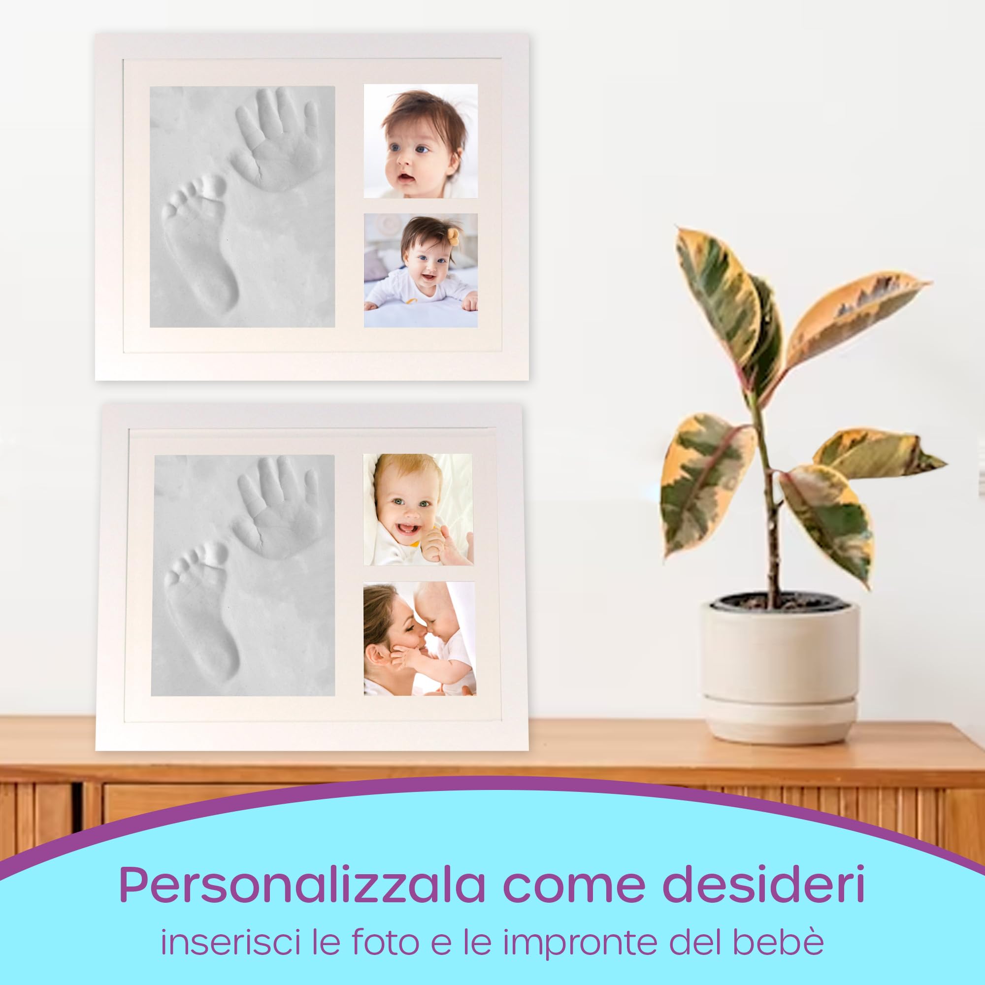 Cornice Impronte Mani E Piedi IPiccoli - Regalo Nascita O Battesimo, Per Ricordi Indelebili - Foto 11
