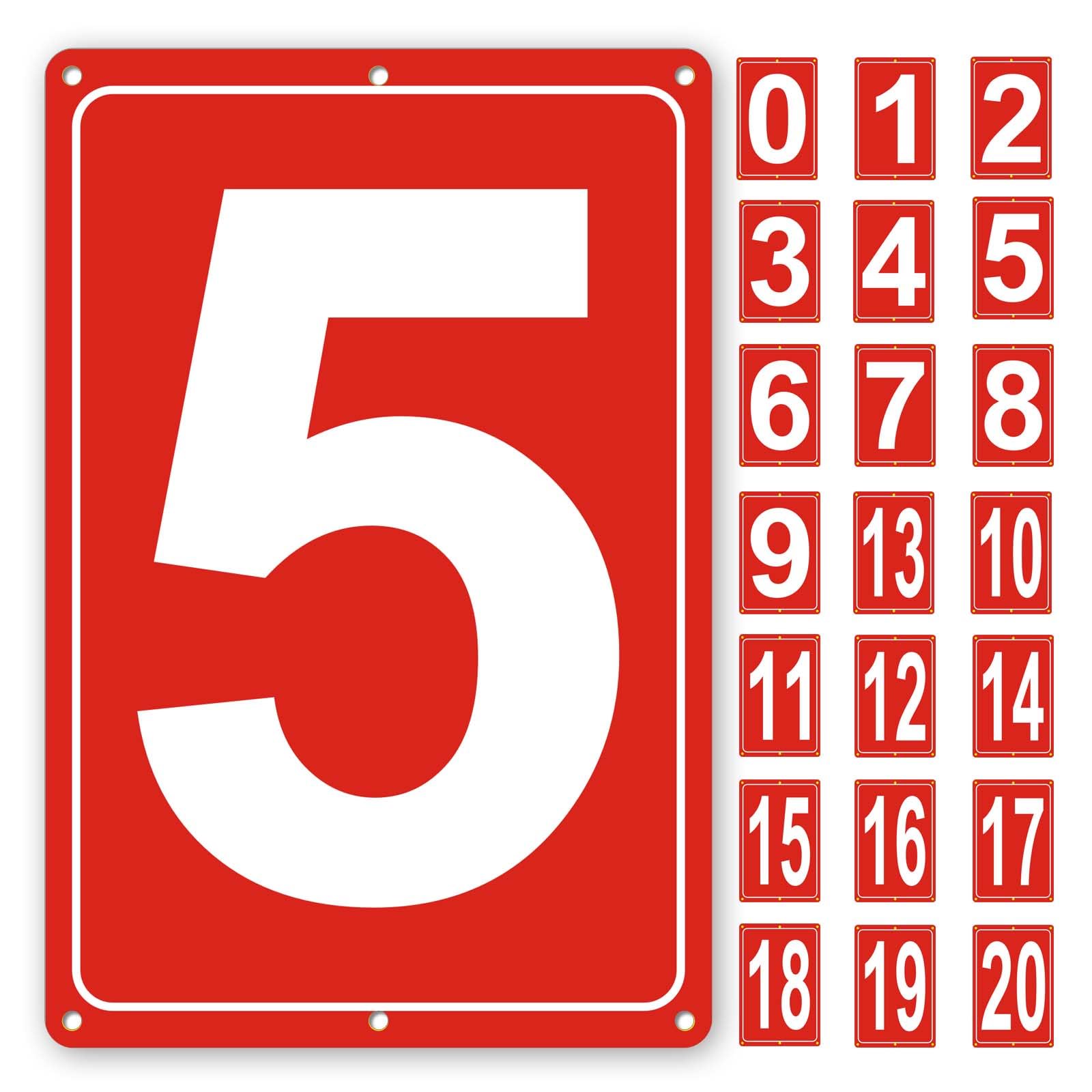 Numbered Sign 5, Aluminum Number Signs for Tennis Court, 12x8 inches Signage for Parking Lots and Public Spaces, Weatherproof and Easy to Install