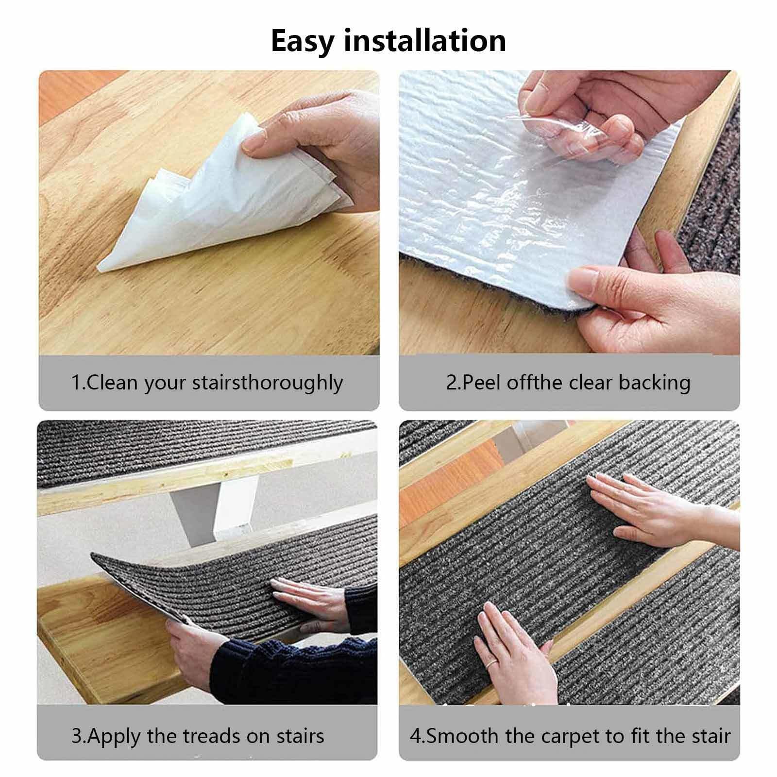 Lot de 15 bandes antidérapantes réutilisables pour marches d'escalier - 20 x 76 cm - Gris foncé - Idéales pour les marches intérieures et extérieures, les garages, les terrasses, les tapis de traction