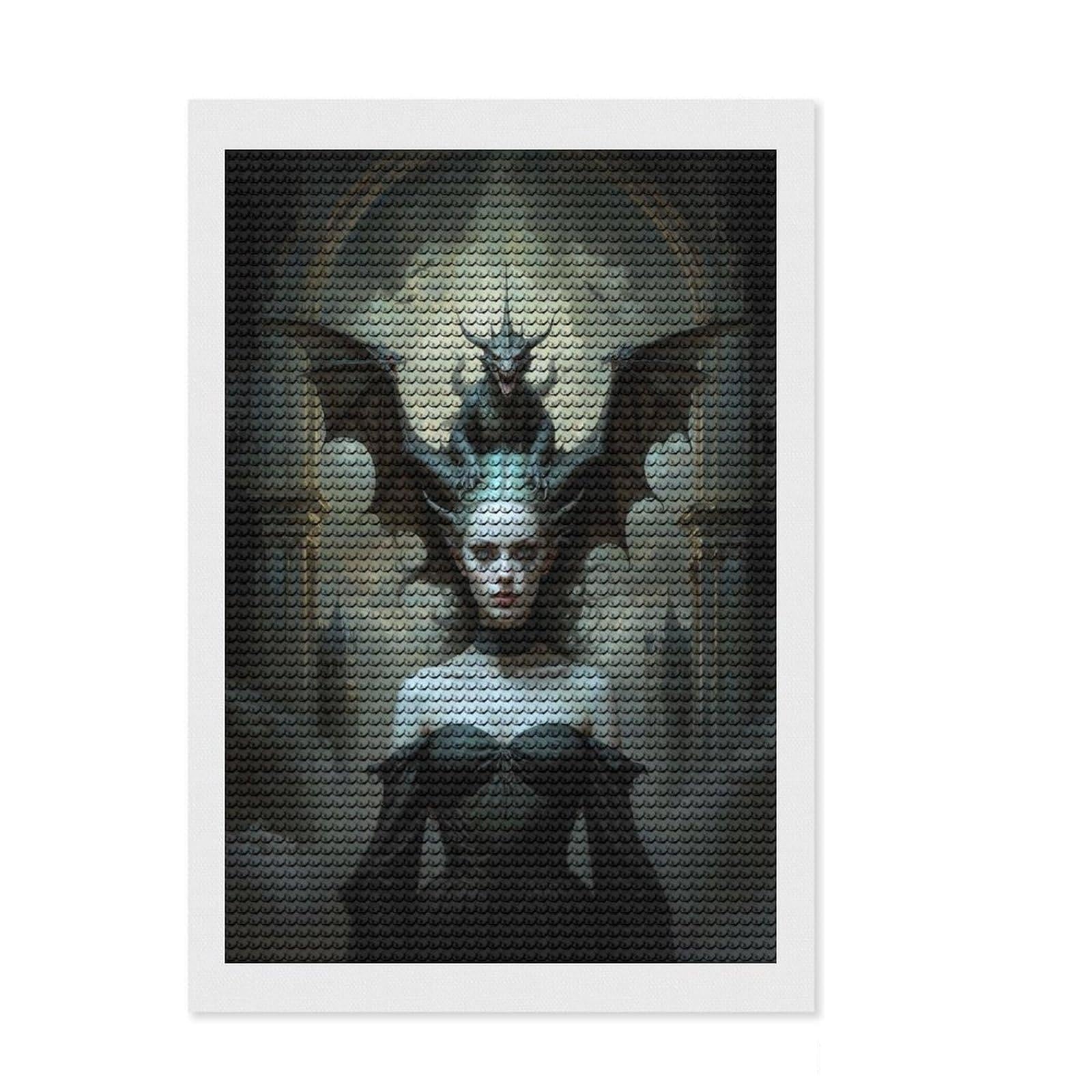 Junmoney Dragon Queen Diamond Painting Kit 8"x12", Decorate Your Room, Neat Printed Canvas, Adhesive Canvas, Bedroom Decor