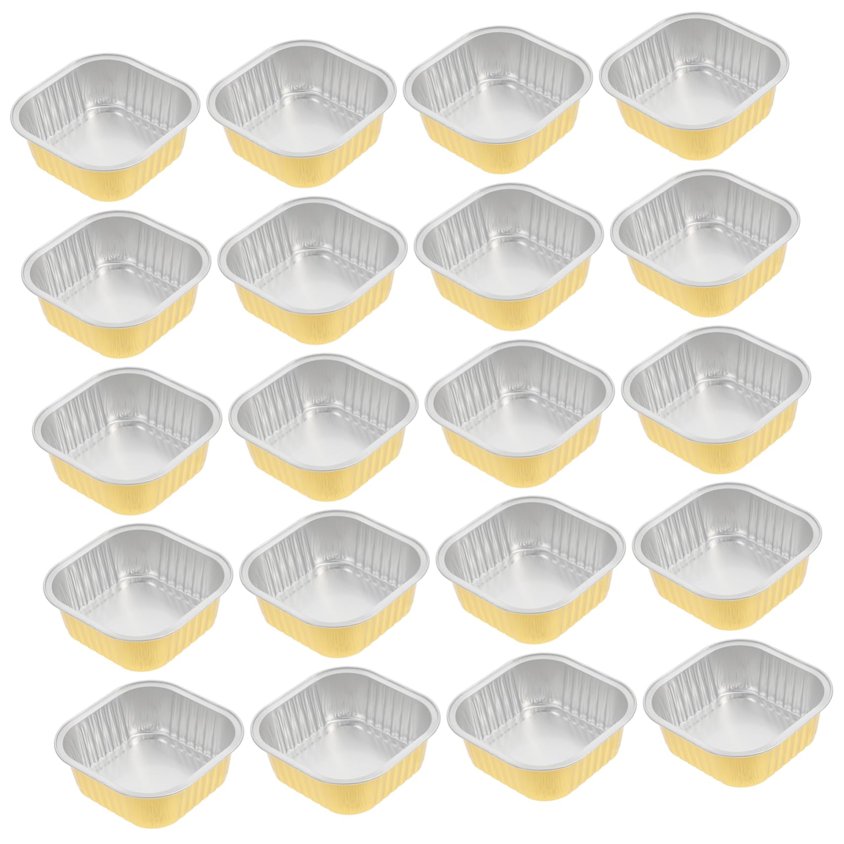 Barquettes Alimentaires 300ml Jaune en Aluminium Lot de 20 Résistantes à Haute Température Barquettes Jetables Carrées Élégantes pour Cuisson et Buffet