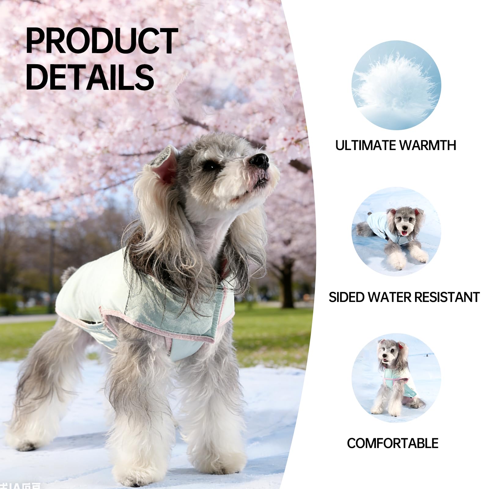 Touchdog Chaleco reversible de invierno para perro, 90 % de relleno de plumón, chaqueta ligera y cálida para perros pequeños y medianos, resistente al agua, al viento, protección contra el frío (verde