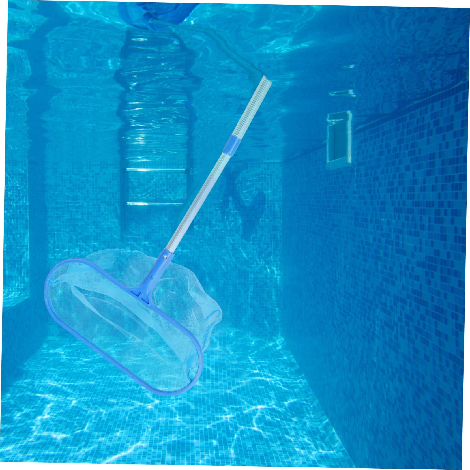 Mikikit Recogedora para Limpieza De Piscina Rastrillo para Piscina De Malla Herramienta De Limpieza con Pértiga Skimmer