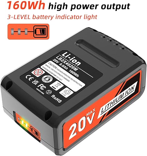 Miniatura 6 de Batería de repuesto para Black and Decker LBXR2520 LBXR2020 LBXR2020 LBX20 LBX20 LB2X4020 LB2X3020 y compatible con LCC221 LST522 LST201 LST220