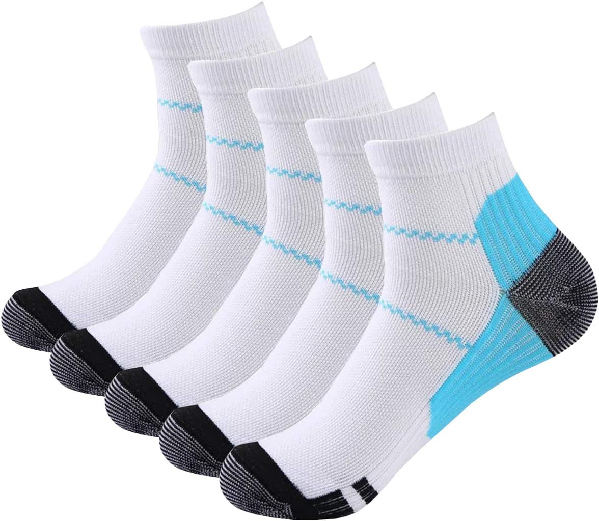 6 Pairs Johnda Compression Socks for Men and Women, Plantar Fasciitis Arch Support Foot Relieve Pain Supports Heel