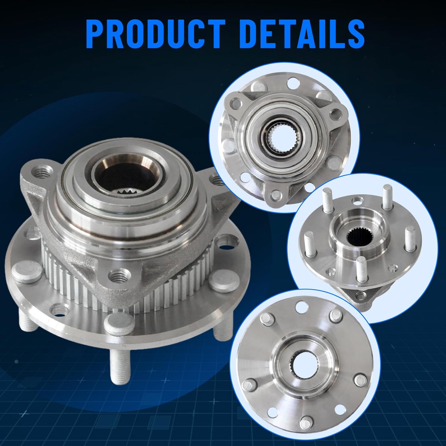 513061 4WD Front Wheel Bearing and Hub Assembly for Chevy S10 Blazer 1997-2005, for GMC Sonoma/Jimmy/S-15/Envoy 5Lugs w/ABS