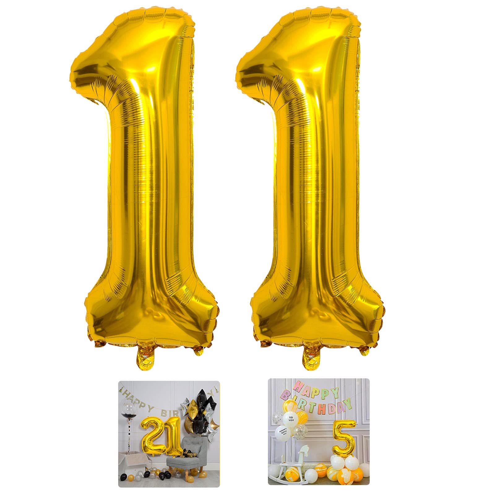 11 Number Balloon Gold 40 inch Big Foil Mylar 11th Balloons for 11 Year Old Boy Girl Birthday Party Decorations Wedding Anniversary Events Supplies