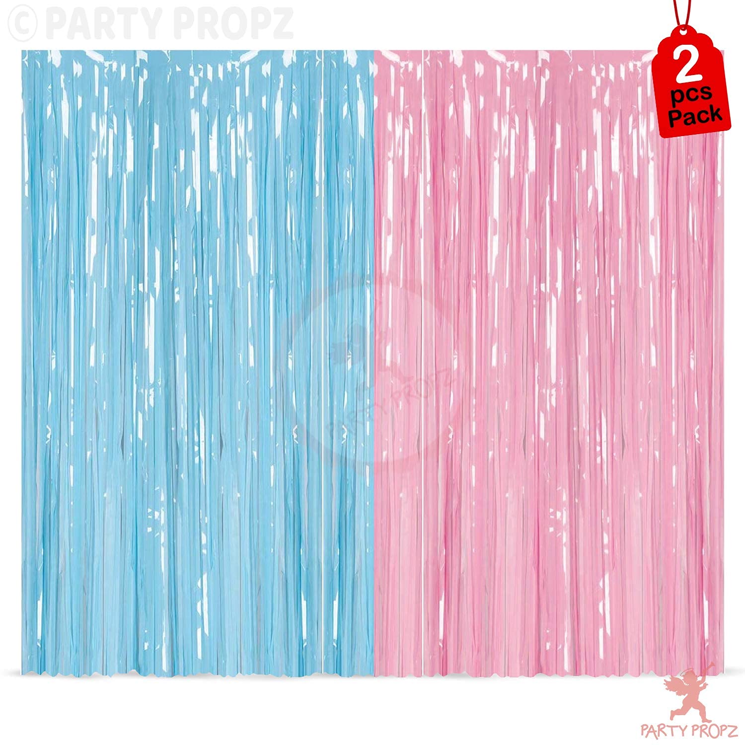 Party Propz Baby Shower Decoration Items - 2pcs Foil Curtains | Baby Shower Decorations | Baby Shower Props | Maternity Shoot Props | Baby Shower Backdrop | Mom To Be Decoration Items Set | Birthday