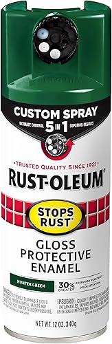 Rust-Oleum 376891 - Pintura en aerosol 5 en 1 personalizada para prevención del óxido, 12 onzas, verde cazador brillante