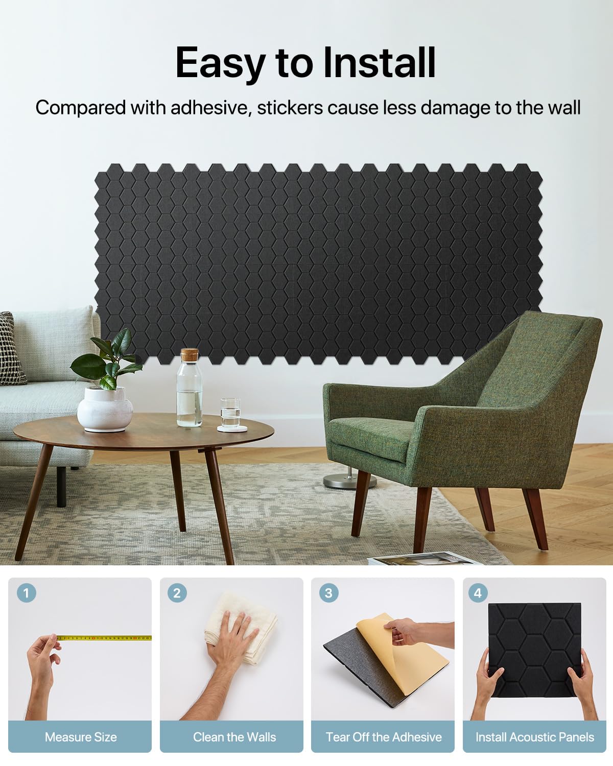 Set 8 Pannelli Fonoassorbenti Per Pareti E Soffitti - Design Moderno In Feltro PET E Rovere Scuro - Foto 4