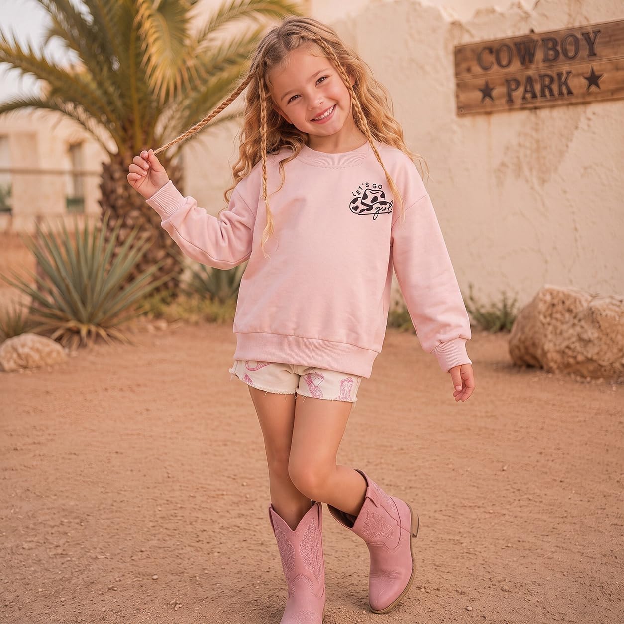 Toddler Baby Girl Sweatshirt Baby Girl Lets Go Girls Cowgirl Western Shirt