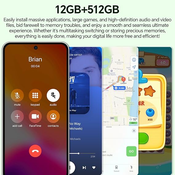 I55 Ultra Unlocked Cell Phone, Snapdragon 888 Android Unlocked Phones, 5G Smartphone, 12GB+512GB, 5000mAh Battery, 48MP+108MP Camera, 6.8 WQHD+ Display, Dual SIM/GPS/WiFi