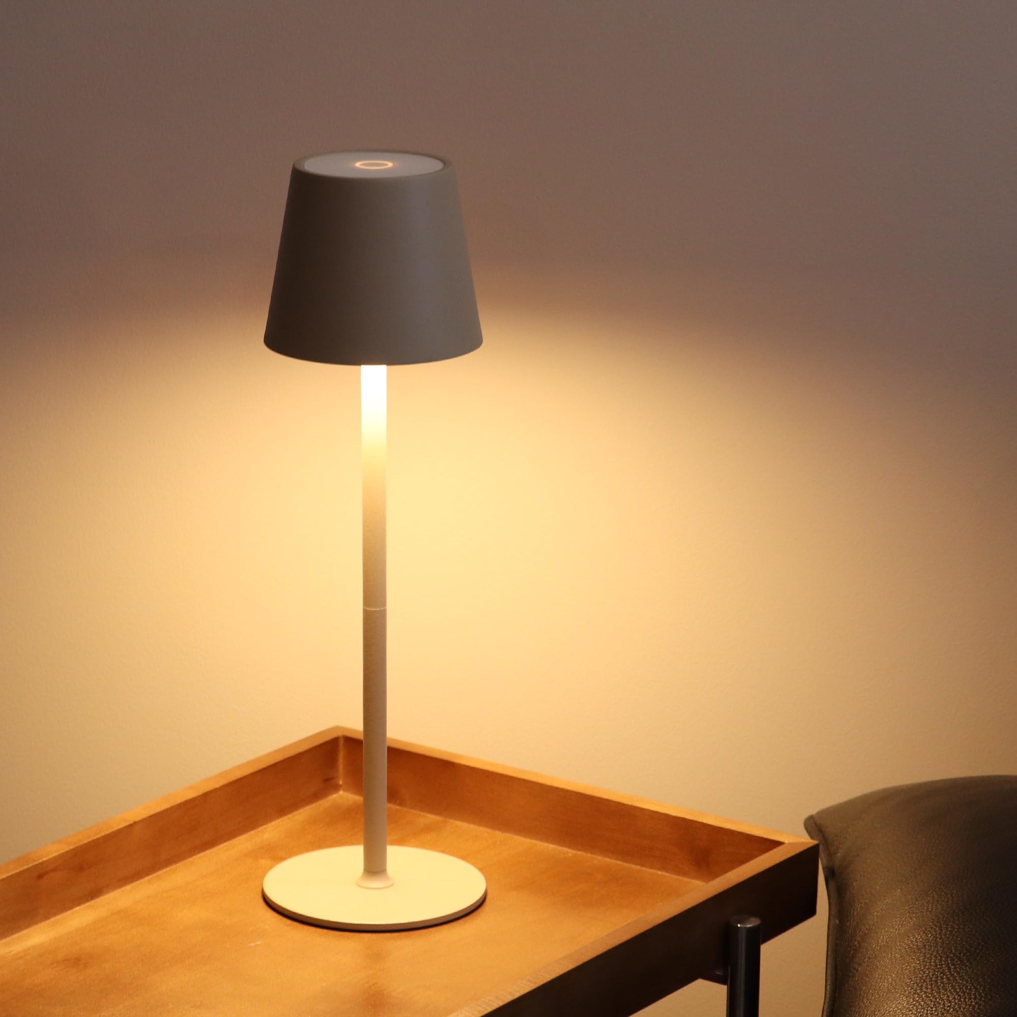 2 Stück Tischlamp Dimmbare Touch Kabellose,Led Tischlampe Akku Usb Aufladbar,Drei Farbtemperaturen Metall LED Wiederaufladbar Tischlampe für Outdoor und Indoor,IP54 Wasserdicht,5200mAh,Beige