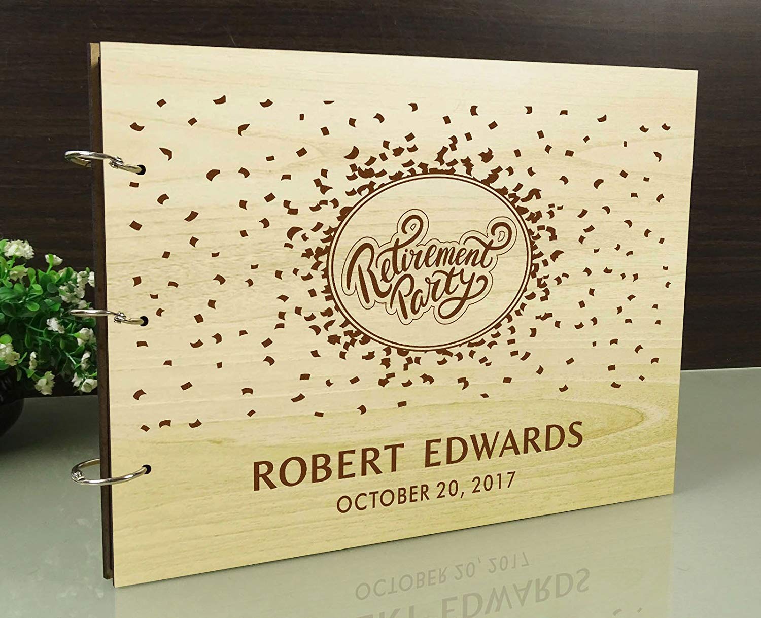 Fatto a mano in legno inciso personalizzato libro degli ospiti Rustic wedding Advice Book photo album Custom scrapbook., Brown (Design#8), Small - 6 x 9 Inches