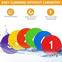 Vista 3 de Tinideya 60 marcadores numerados TPE de 9 pulgadas, antideslizantes, para el suelo, para gimnasio, marcador de goma grande para aula, gimnasio