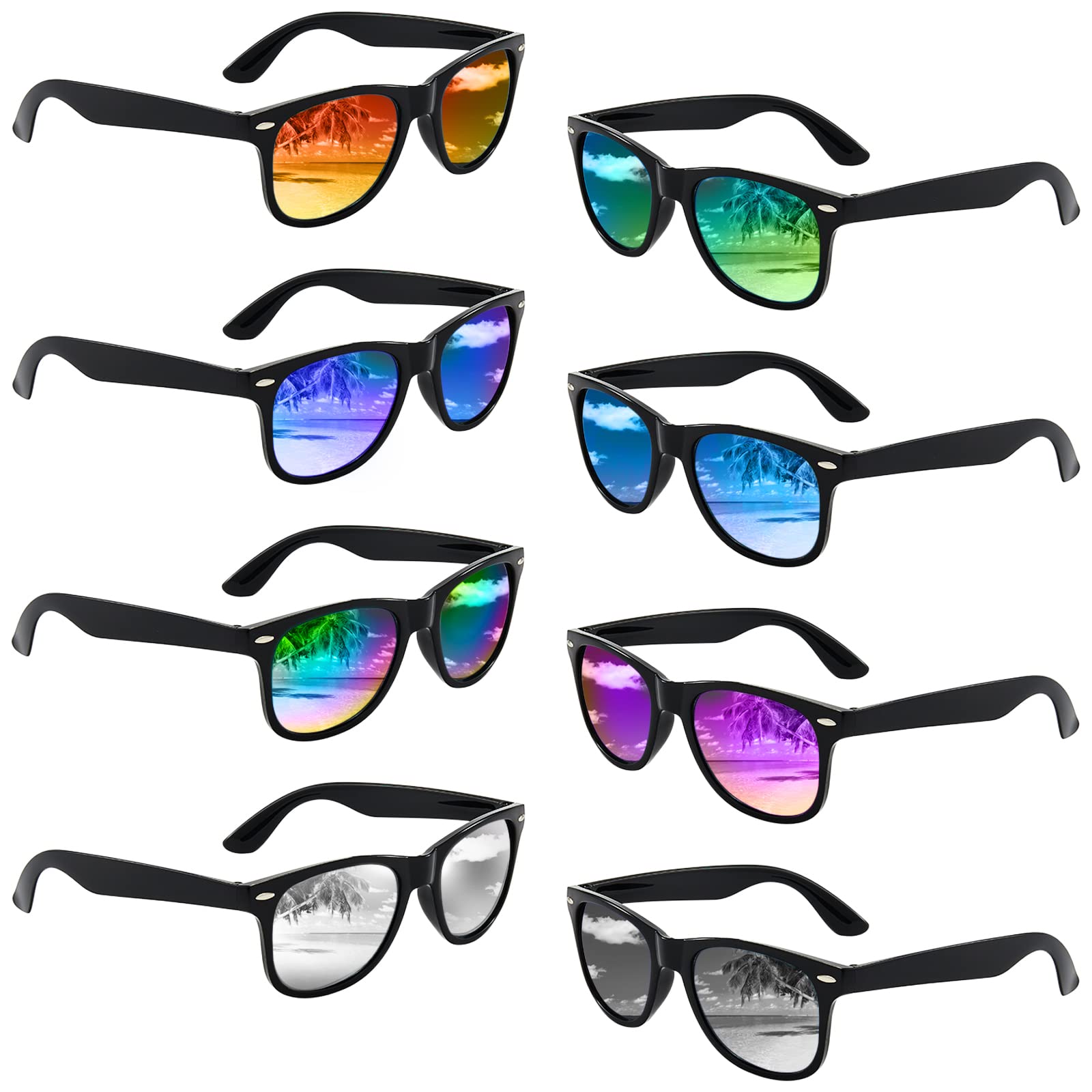Pibupibu Kids Neon Colors Party Favor Supplies Unisex Sunglasses Pack of 8