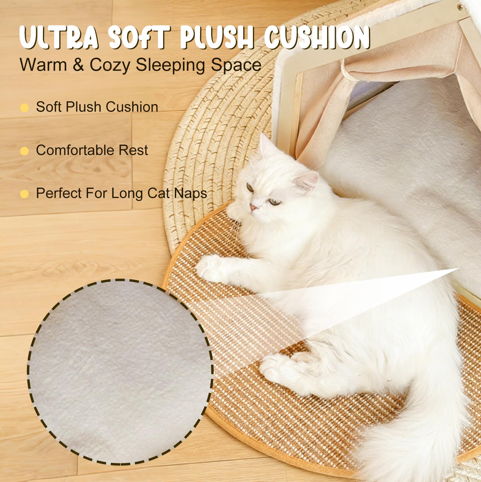 Casa para Gatos 2 en 1 con Rascador de Sisal, Tienda para Gatos de Interior