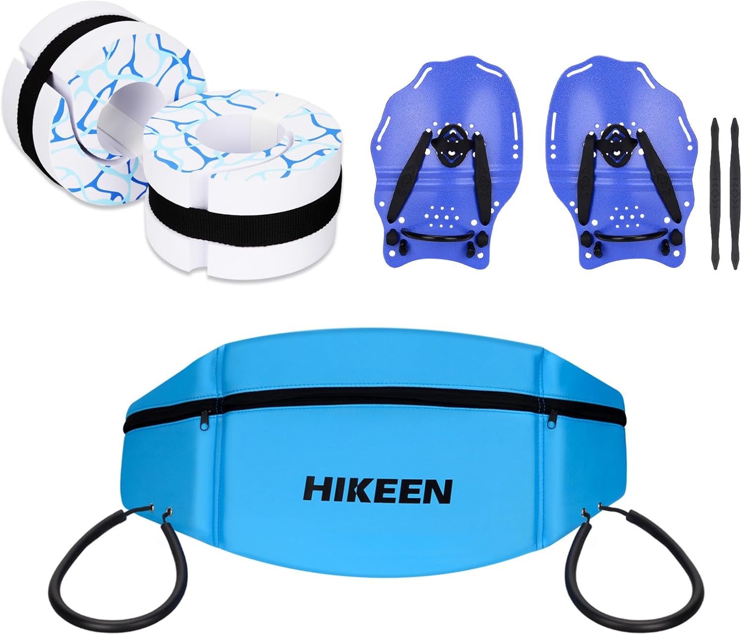 Hikeen Swim Aquatic Cuffs，Swim Belt and Swim Paddle Hand for Swim Fitness Training