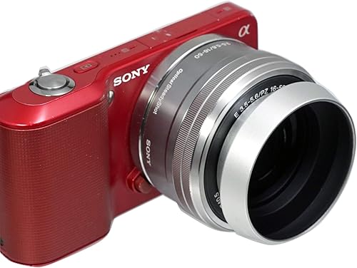 Miniatura 3 de Fotasy Parasol con lente curvada ventilada de metal plateado de 1.457 in para lente Canon Fuji Leica Leitz Nikon Olympus Panasonic Pentax Sony,