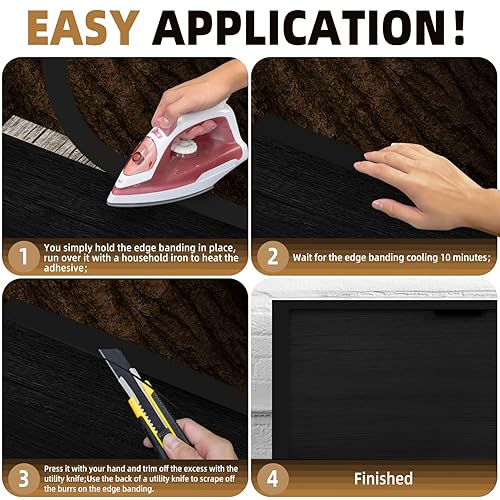 Miniatura 63 de GSCIT Club Bandas de borde de melamina, 7/8 pulgadas x 25 pies, bandas de borde blanco con adhesivo termofusible previamente pegado para gabinete