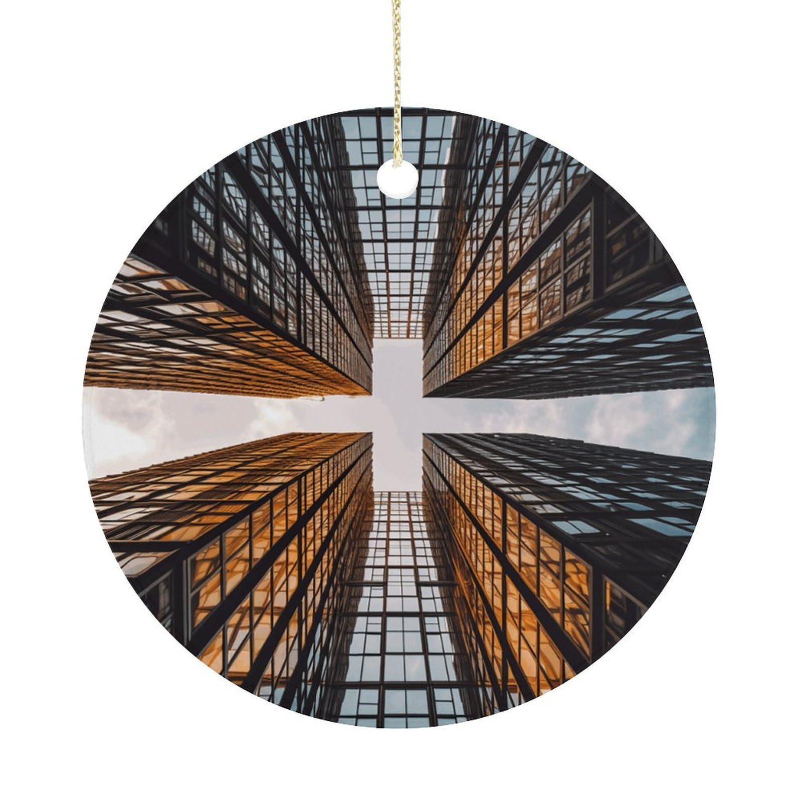 Adfgyerh Women's Style Skyscraper Looking Up At Sky Hanging Ceramic Ornaments, Christmas Tree Decorations, Funny Home Decor Gifts For Sisters & Work Best Friends