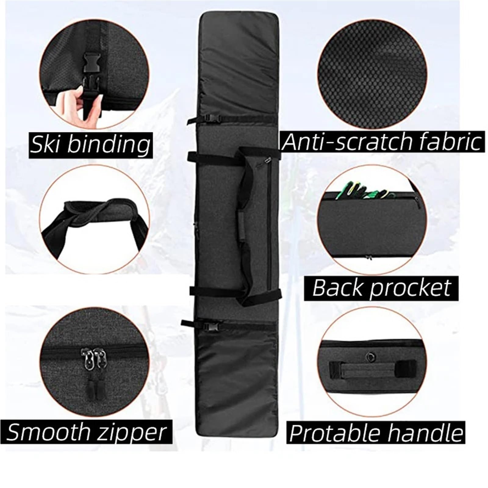 Bolsas de esquíes Bolsa de Almacenamiento esquís Acolchada for Snowboard Protectora for Viajes en avión Transporte