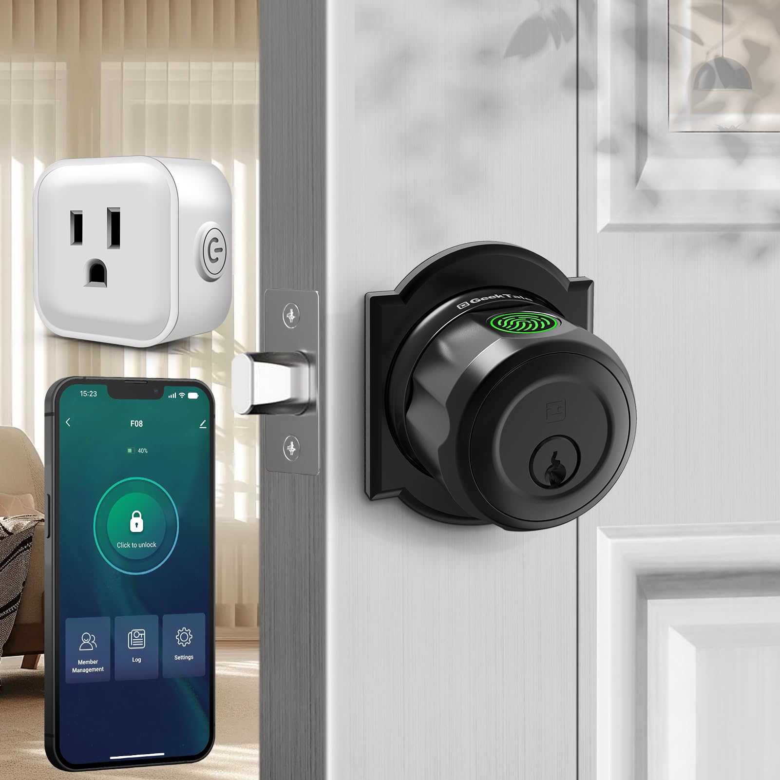 GeekTale Twist Fingerprint Deadbolt and G3 Gateway for Remote Control &Voice Control