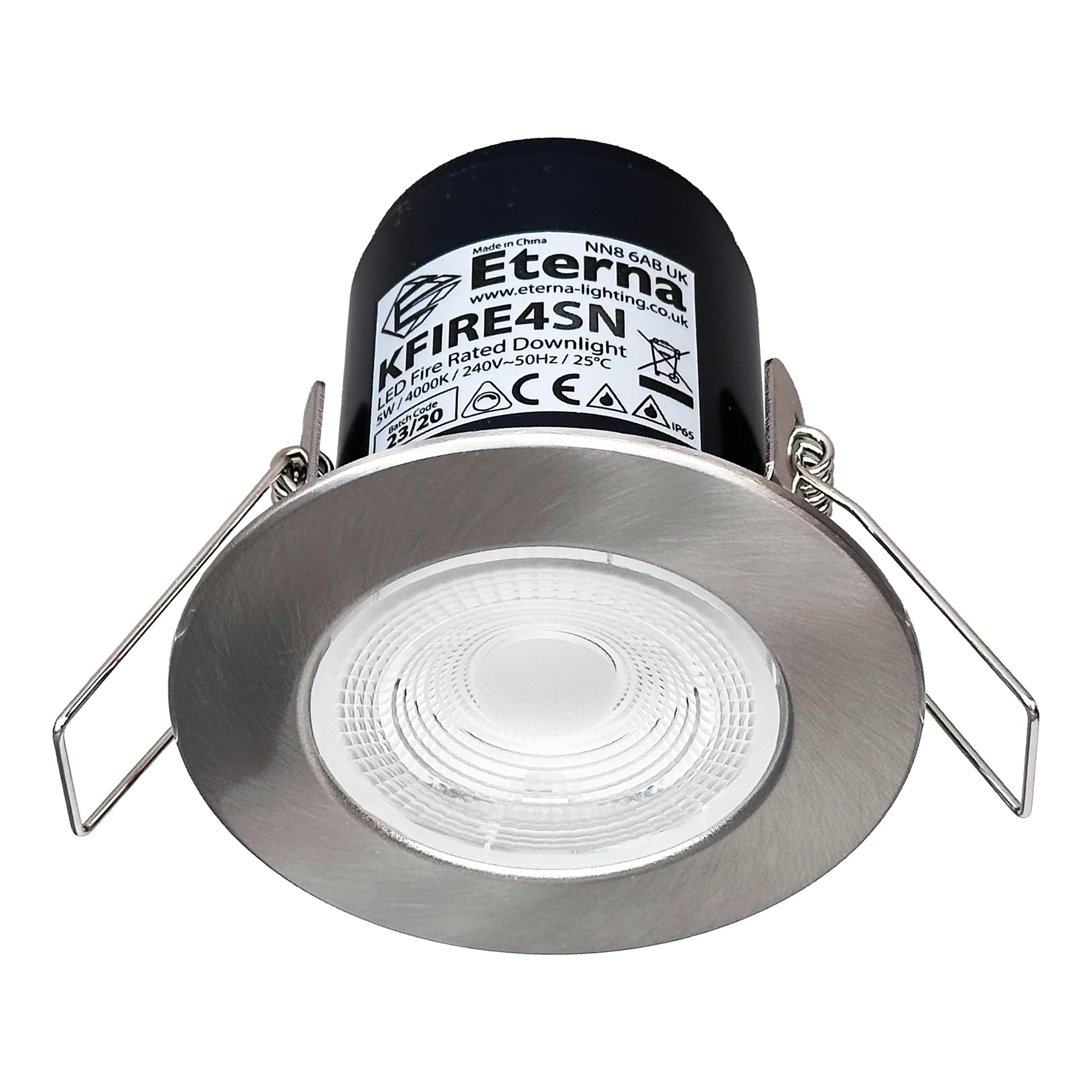 4 x Eterna KFIRE4SN LED Dimmable Fire Rated Downlights 4000K 5W (Satin Nickel)