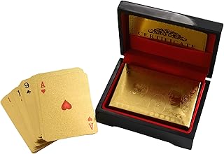 ASAB Luxury Playing Cards | 24K Gold Plated Playing Card Decks | Gold Foil Poker Playing Cards | Casino Cards With Deluxe Wooden Gift Box | Waterproof Poker Deck Set For Party Game