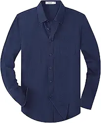 Camisa social masculina Oxford de botão, manga comprida, casual, de algodão, modelagem regular, casamento, namoro, festa