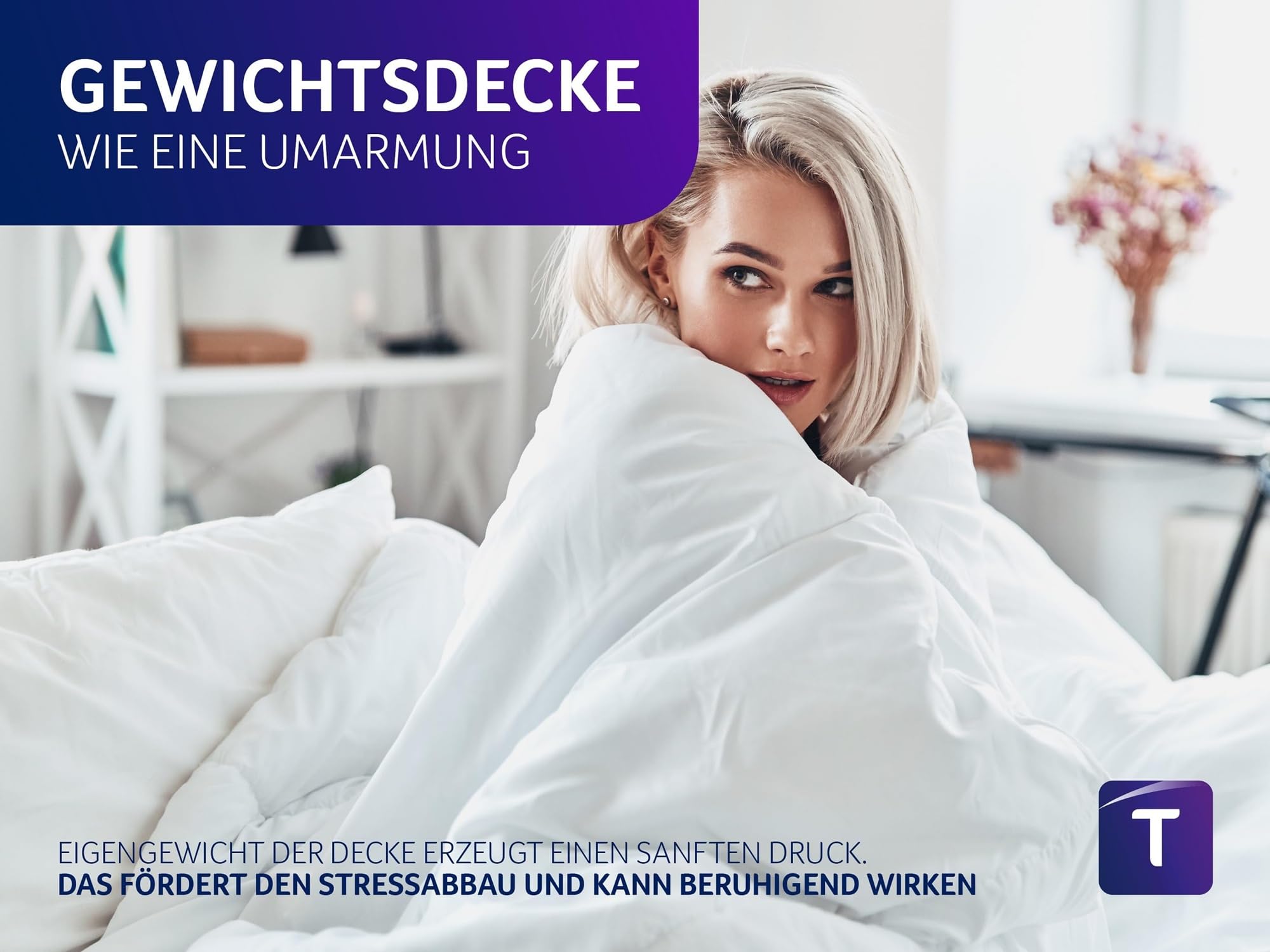 Traumnacht Entspannungsdecke 135 x 200 cm, 4 kg Gewichtsdecke zur Beruhigung und zum Abbau von Stress, empfohlen für Erwachsene, Öko-Tex zertifiziert, produziert nach deutschem Qualitätsstandard