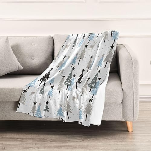Miniatura 5 de KLL Christmas Pattern White Stars Flannel Blanket Holiday Blankets & Throws Flannel Microfiber Throws 60x90 Inches for Bed, Car, Chair