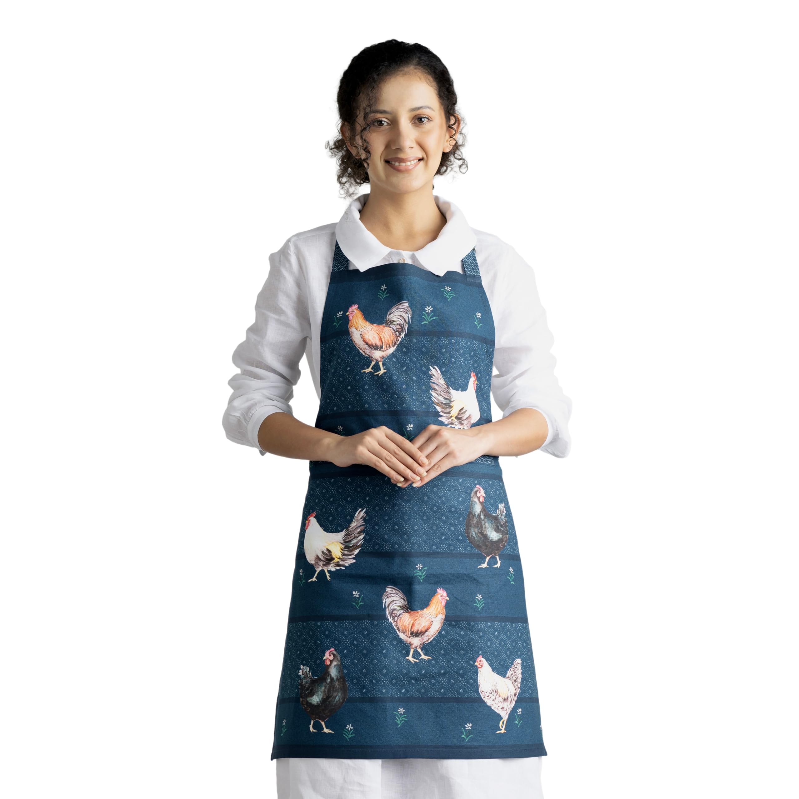 Maison d' Hermine Grembiule, 100% cotone, 1 pezzo, tracolla regolabile, grembiule con tasca centrale e nastri lunghi per donna, uomo, cuoco