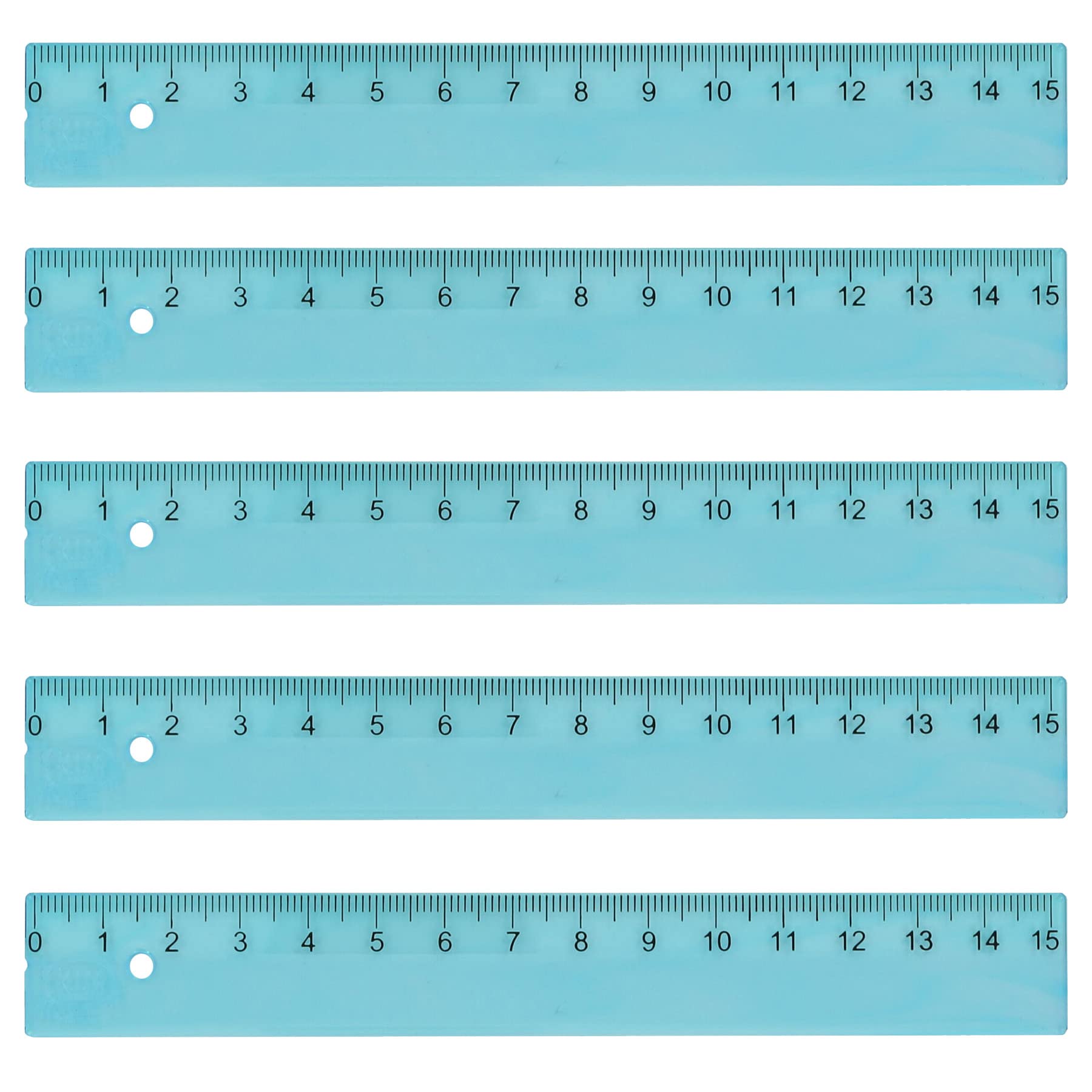 KUM AZ3032216-B - Regla 15 cm, L1 Pop TP, 5 Piezas, Azul, de plástico Resistente