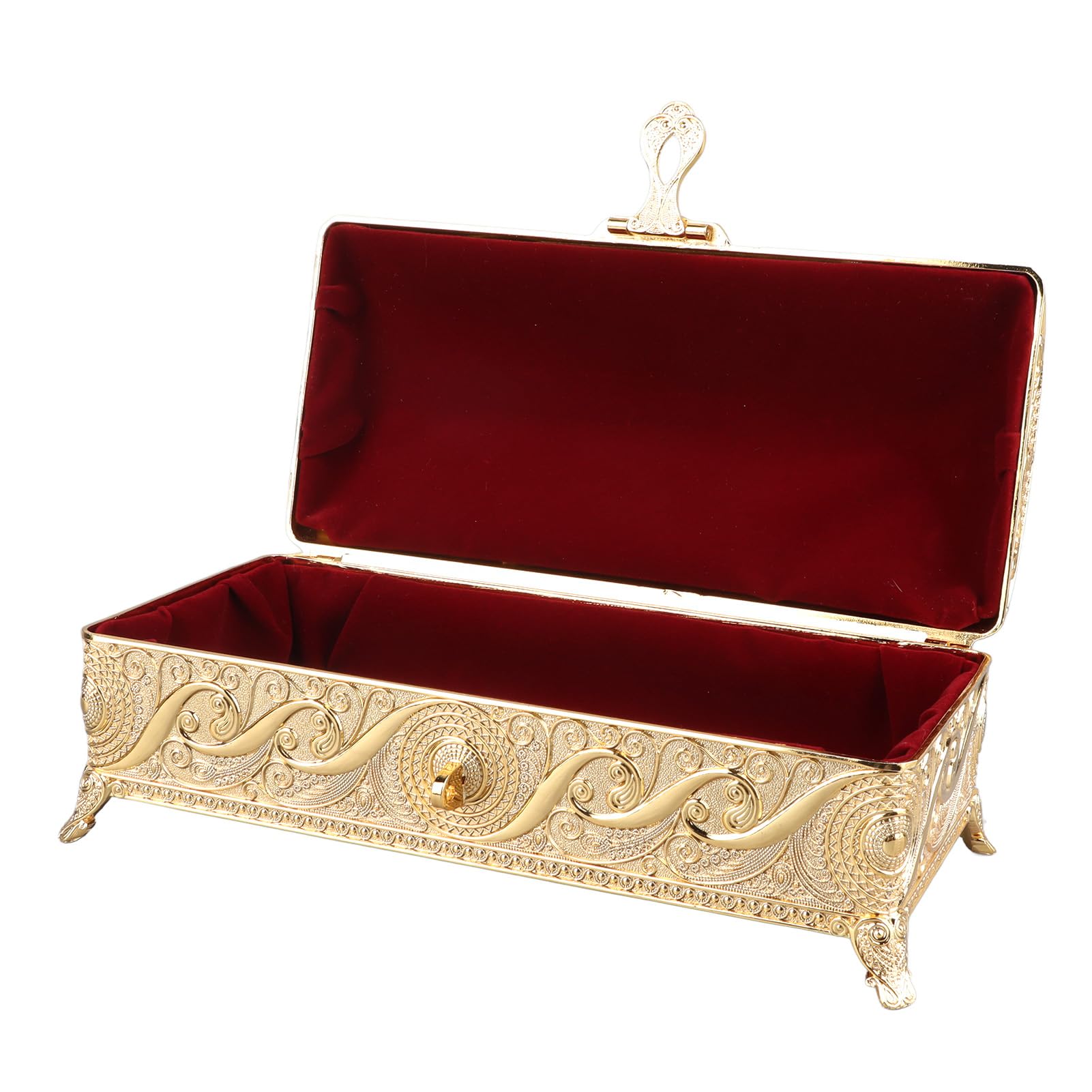 Joyero Antiguo, Caja de Recuerdos a Prueba de Herrumbre Bellamente Grabada para Tocador de Mujer (Color dorado)