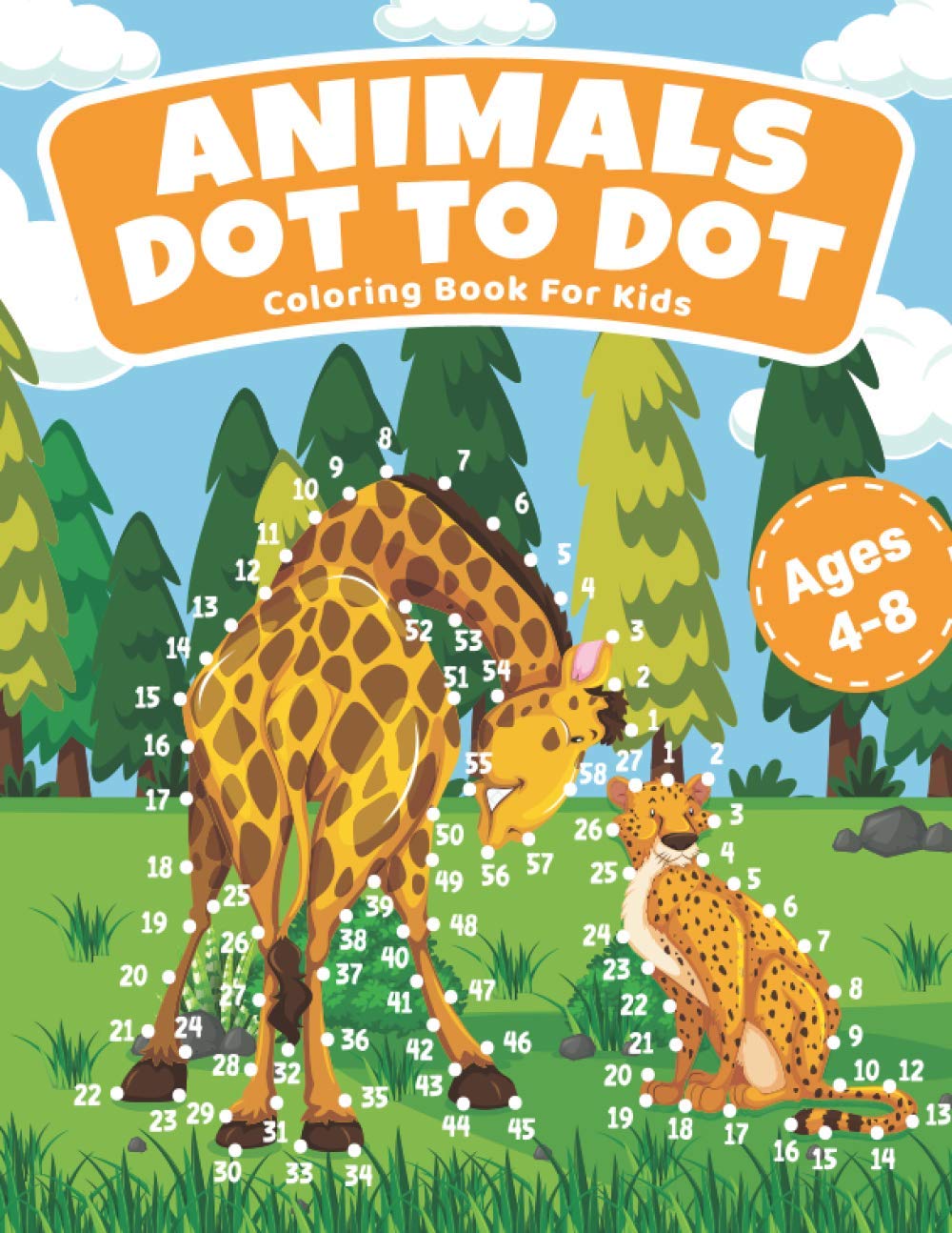 Animals Dot to Dot Coloring Book For Kids Ages 4-8: Activity book for Childrens
