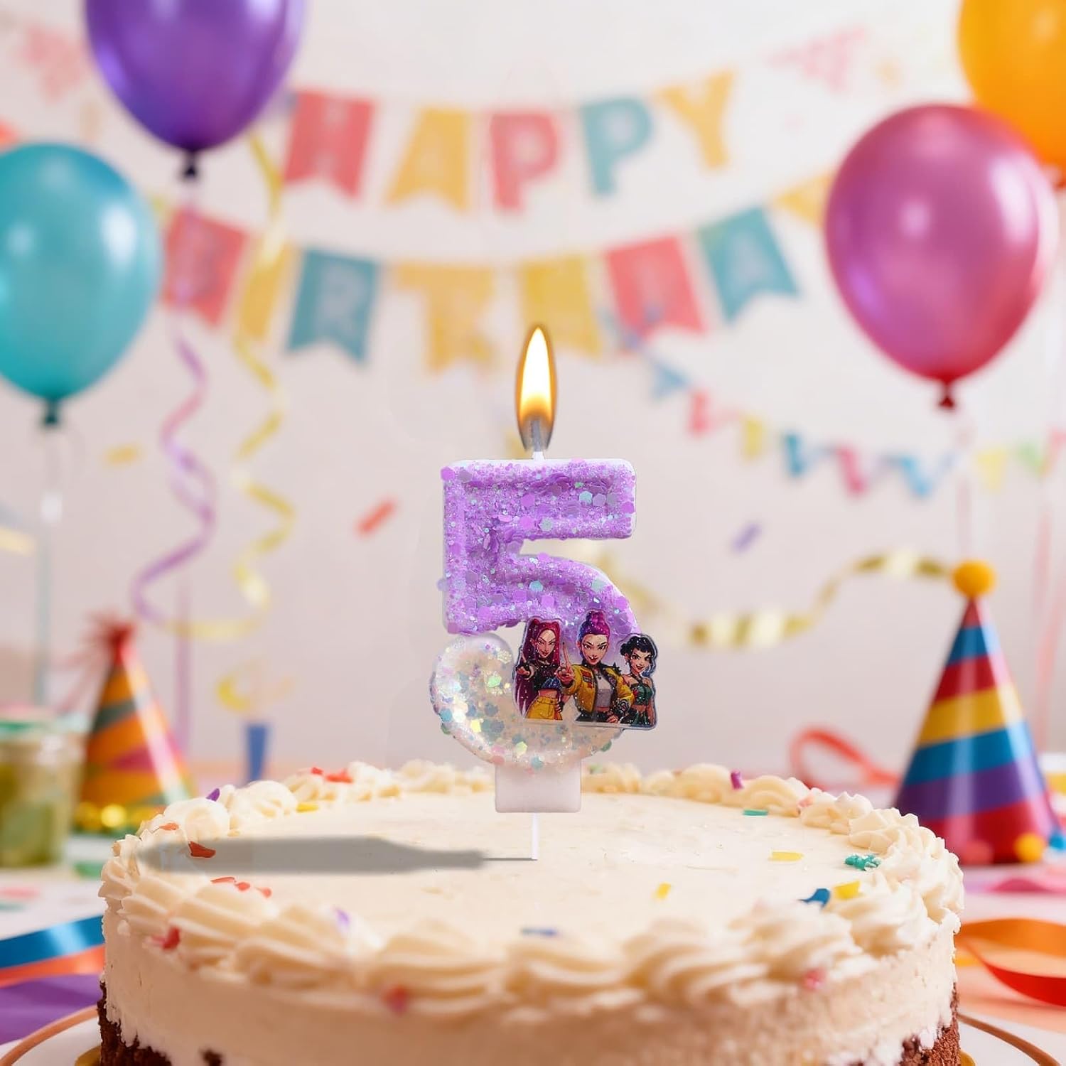 Korea Pop Demon Movie Hunters Birthday Number 5 Candles, Cute Cake Decoration, Perfect for Birthday Party Decorations (5)