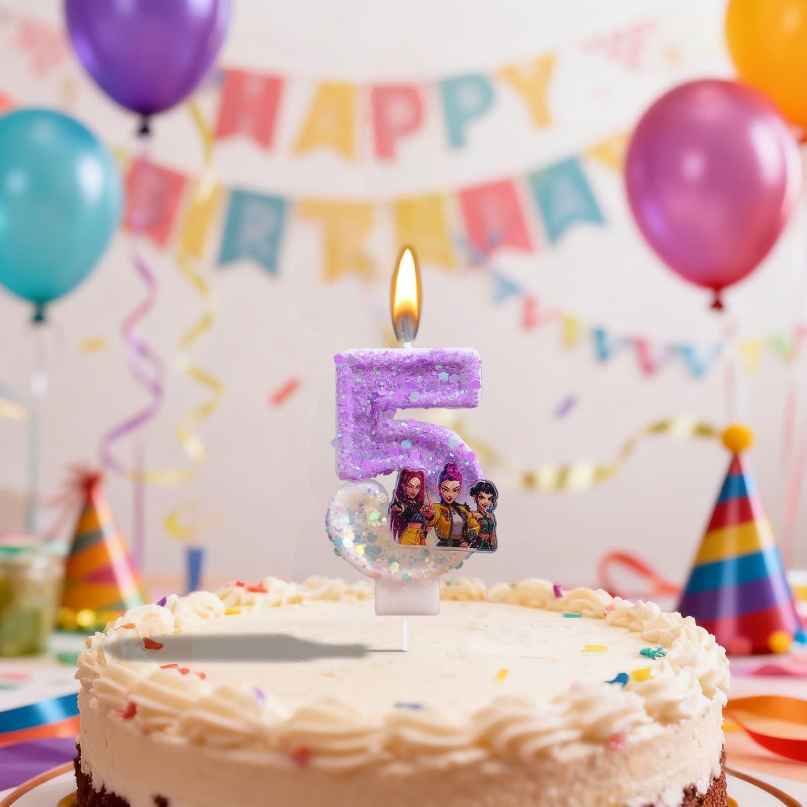 Korea Pop Demon Movie Hunters Birthday Number 5 Candles, Cute Cake Decoration, Perfect for Birthday Party Decorations (5) — view 4