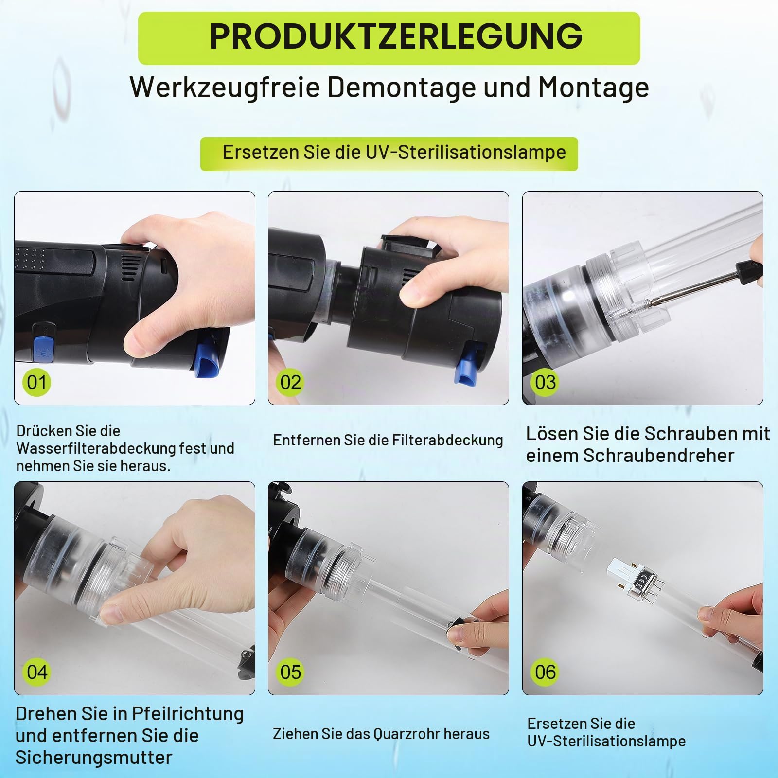 EXLECO 4 in 1 Aquarium 700L/H 18W Filter mit 7W UV Lampe UVC Klärer | Inennfilter, Aquariumfilter für Tank 150-300L, Aquarien Filterpumpe Skimmer Schwammfilter für Aquarien Filtermaterial