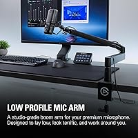 Vista 3 de Elgato Wave Mic Arm LP - Brazo de micrófono de perfil bajo premium con canales de gestión de cables, abrazadera de escritorio, montaje versátil