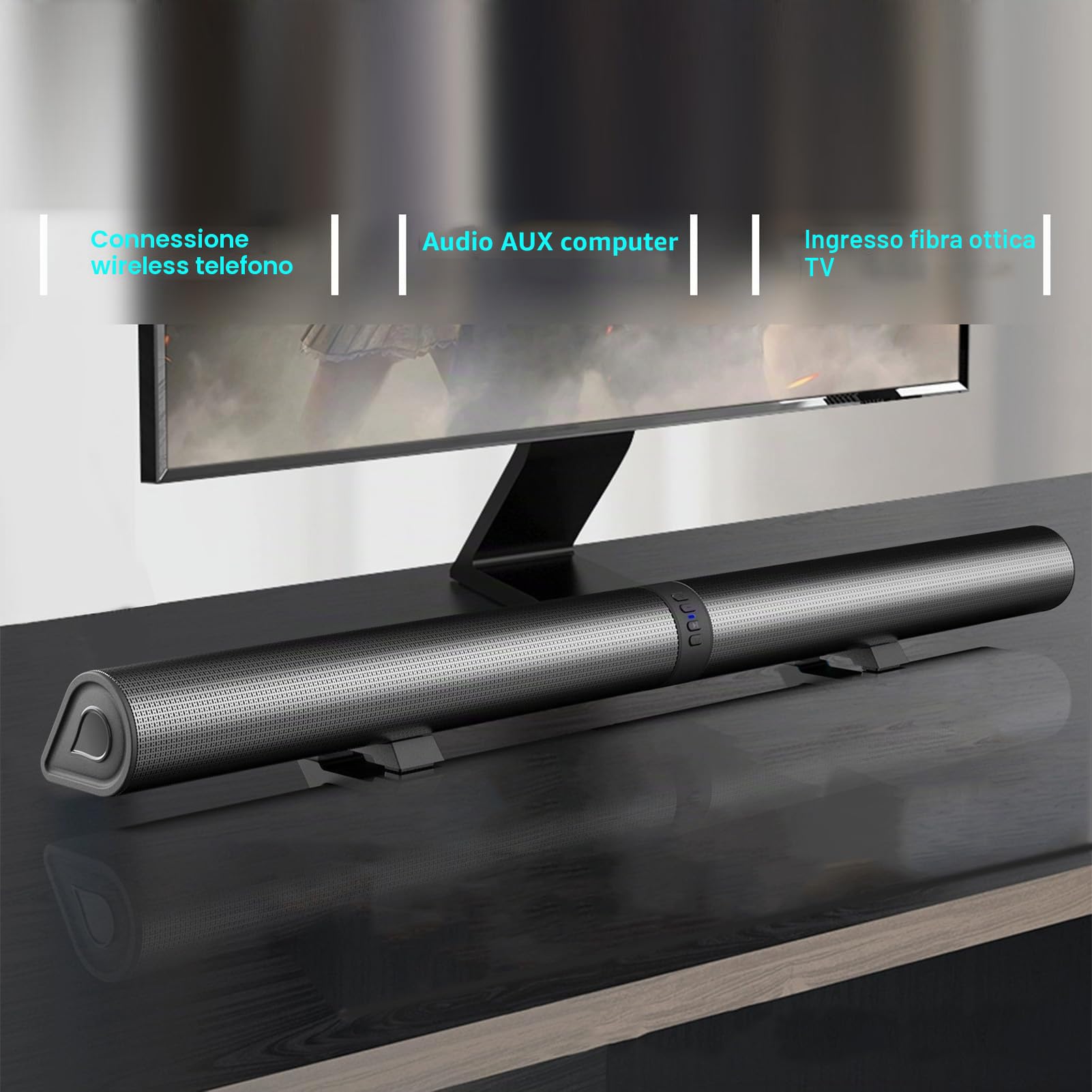 VGEBY Altoparlante per Computer TV, 3D Stereo Bluetooth, Soundbar Home Theater, 40W Subwoofer, immersivo per musica, film, giochi